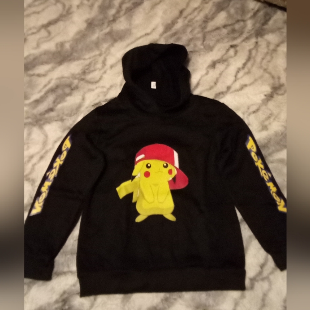 New, Pikachu hoodie, black
